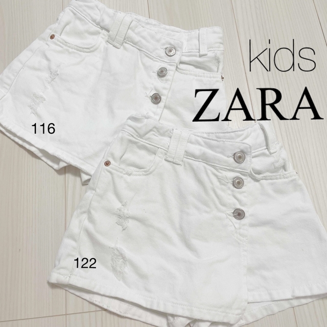 ZARA(ザラ)のダメージラップショートパンツデニム2点 キッズ/ベビー/マタニティのキッズ服女の子用(90cm~)(パンツ/スパッツ)の商品写真