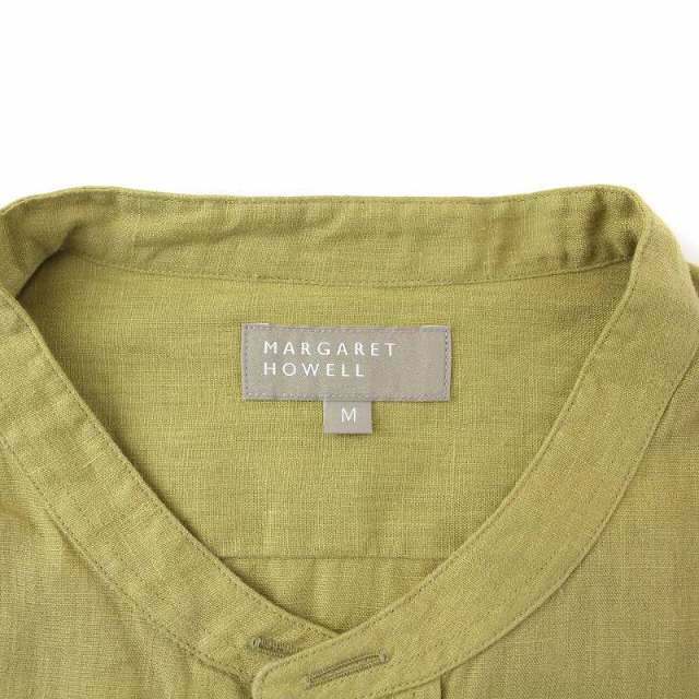 MARGARET HOWELL(マーガレットハウエル)のMARGARET HOWELL 20SS バンドカラーシャツ 長袖 麻 M 黄緑 メンズのトップス(シャツ)の商品写真