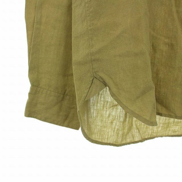 MARGARET HOWELL(マーガレットハウエル)のMARGARET HOWELL 20SS バンドカラーシャツ 長袖 麻 M 黄緑 メンズのトップス(シャツ)の商品写真