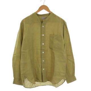 マーガレットハウエル(MARGARET HOWELL)のMARGARET HOWELL 20SS バンドカラーシャツ 長袖 麻 M 黄緑(シャツ)