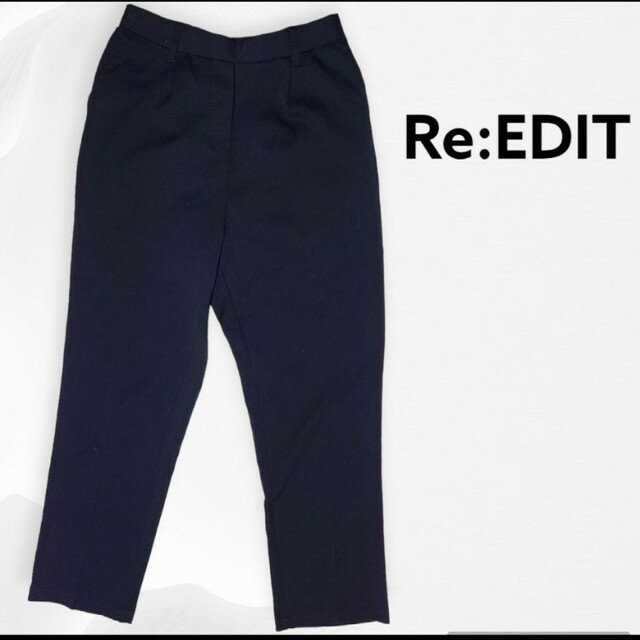 Re:EDIT(リエディ)の専用 Re:EDIT センタープレスパンツ スラックス ブラック M レディースのパンツ(カジュアルパンツ)の商品写真