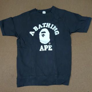 アベイシングエイプ(A BATHING APE)の黒Lサイズ A BATHING APE 半袖スウェット(Tシャツ/カットソー(半袖/袖なし))