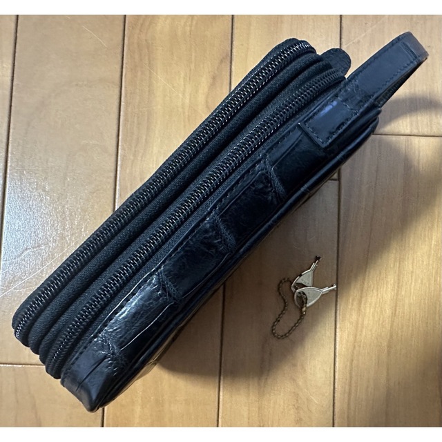 オーダー品 高級クロコダイル 多機能 ミニ セカンドバック(財布)黒 ブラック