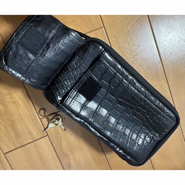 オーダー品 高級クロコダイル 多機能 ミニ セカンドバック(財布)黒 ブラック
