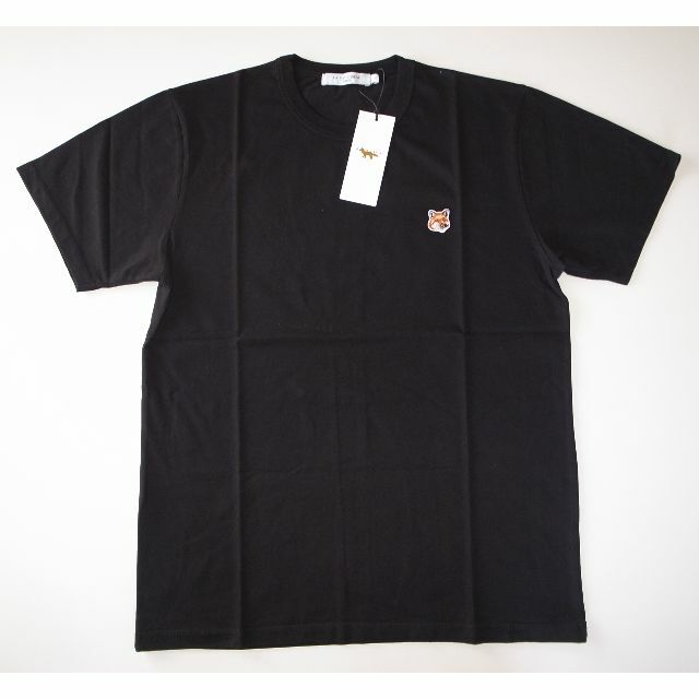 maison kitsune fox head tシャツ black sizeL-