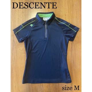 デサント(DESCENTE)のデサント ゴルフウェア レディース ジップアップシャツ 半袖 黒 サイズM 春夏(ウエア)