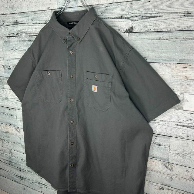 carhartt(カーハート)の【希少‼︎】カーハート ロゴタグ 胸ポケット 半袖 ワークシャツ 美品 メンズのトップス(シャツ)の商品写真