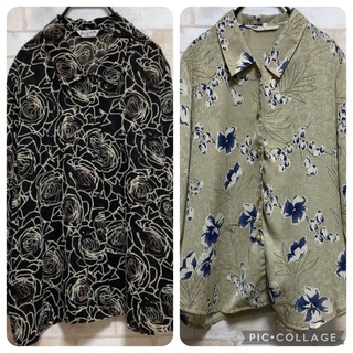 ロキエ(Lochie)の専用　薄緑 青 花柄 チェック柄 レトロ 古着 ブラウス(シャツ/ブラウス(長袖/七分))