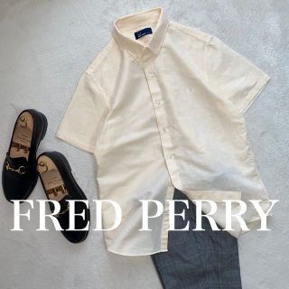 フレッドペリー(FRED PERRY)のFRED PERRY  リネン混　BDシャツ　L 半袖シャツ　オシャレなドット柄(シャツ)