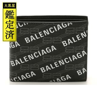 バレンシアガ(Balenciaga)のバレンシアガ　二つ折財布　ブラック PVC/レザー【471】(折り財布)