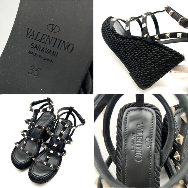 valentino garavani(ヴァレンティノガラヴァーニ)の美品　ヴァレンティノ　ガラバーニ　ウェッジソール　サンダル　スタッズ　ブラック レディースの靴/シューズ(サンダル)の商品写真