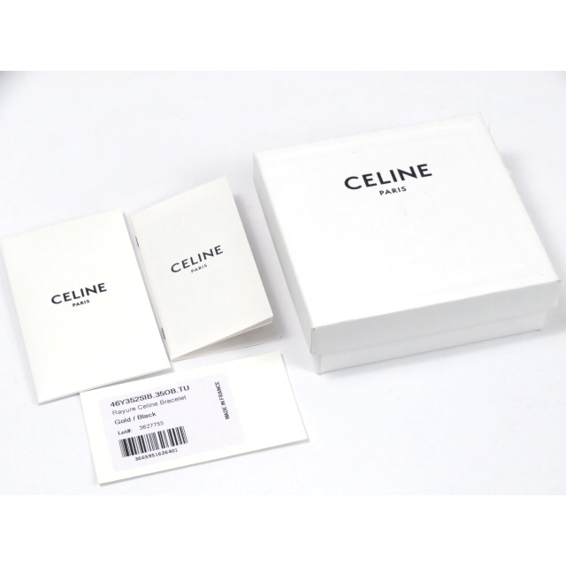 celine(セリーヌ)の■未使用■　セリーヌ レイユール ブレスレット シュシュ ロゴ ブラック ゴールド 46Y352SIB 箱 【A74690】 メンズのファッション小物(その他)の商品写真