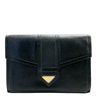 極美品✨ SAINT LAURENT クラッチバッグ レザー ブラック ロゴ金具