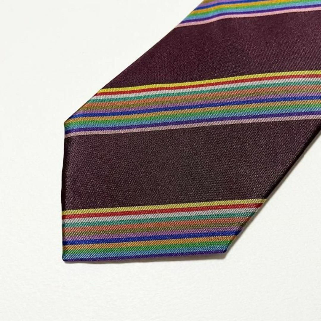 Paul Smith(ポールスミス)の【美品】ポールスミス ネクタイ マルチストライプ柄 裏地柄 シルク マルチカラー メンズのファッション小物(ネクタイ)の商品写真