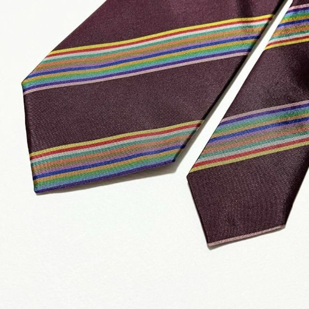 Paul Smith(ポールスミス)の【美品】ポールスミス ネクタイ マルチストライプ柄 裏地柄 シルク マルチカラー メンズのファッション小物(ネクタイ)の商品写真