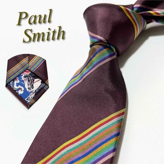 ポールスミス(Paul Smith)の【美品】ポールスミス ネクタイ マルチストライプ柄 裏地柄 シルク マルチカラー(ネクタイ)