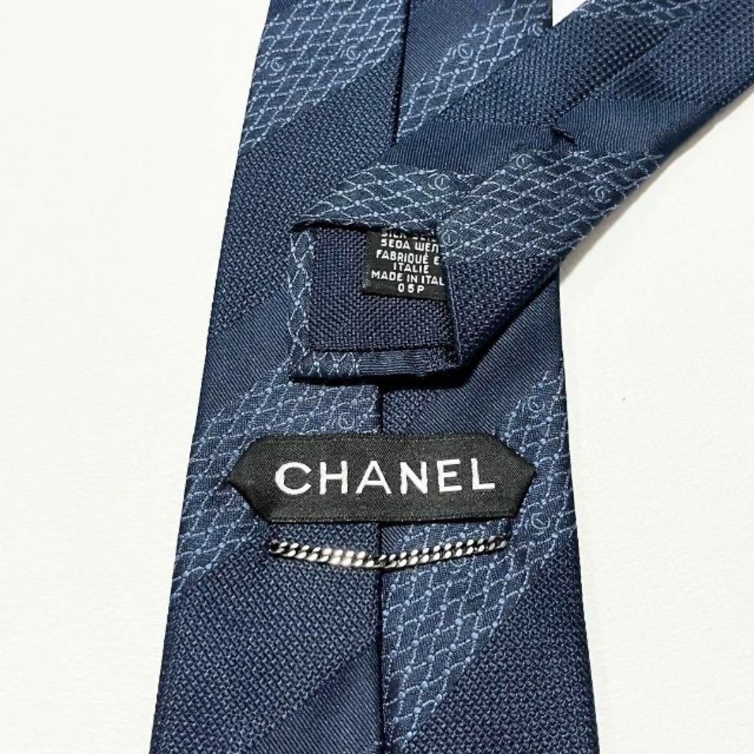 CHANEL - 激レア☆チェーン付き【美品】シャネル ネクタイ ストライプ