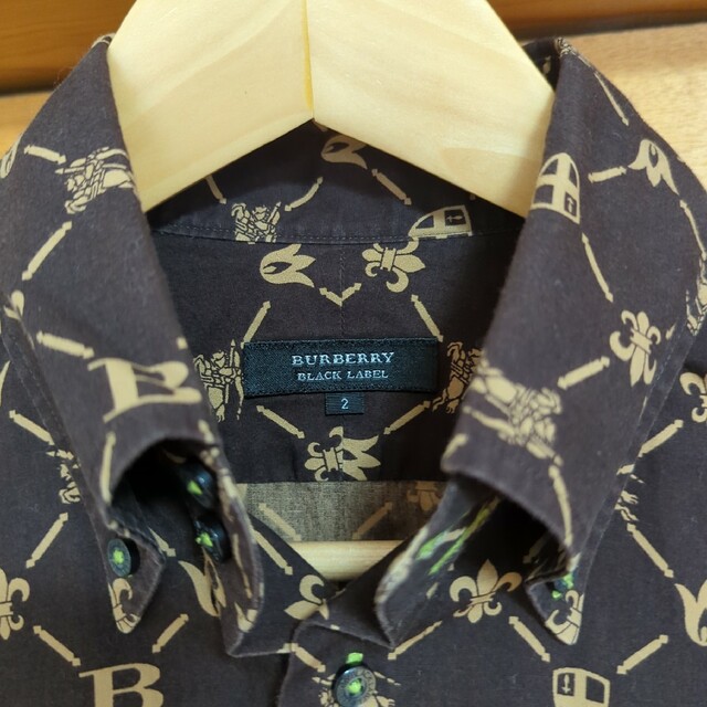 BURBERRY BLACK LABEL シャツ長袖 2 美品 モノグラム柄