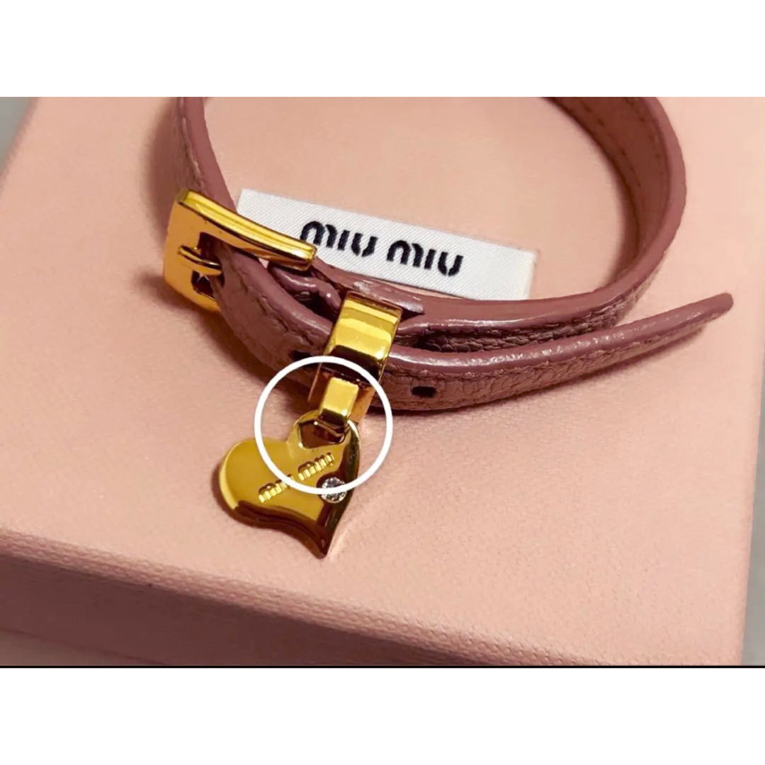 【一回のみ使用】miumiu レザーブレスレット ハート 【一回のみ使用】miumiu レザーブレスレット ハート