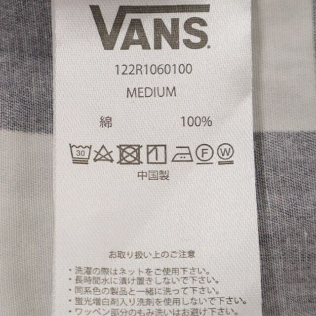 VANS(ヴァンズ)のバンズ チェック 半袖 シャツ M ブラック×ホワイト VANS レギュラーカラー メンズ 【中古】  【230606】 メール便可 メンズのトップス(シャツ)の商品写真