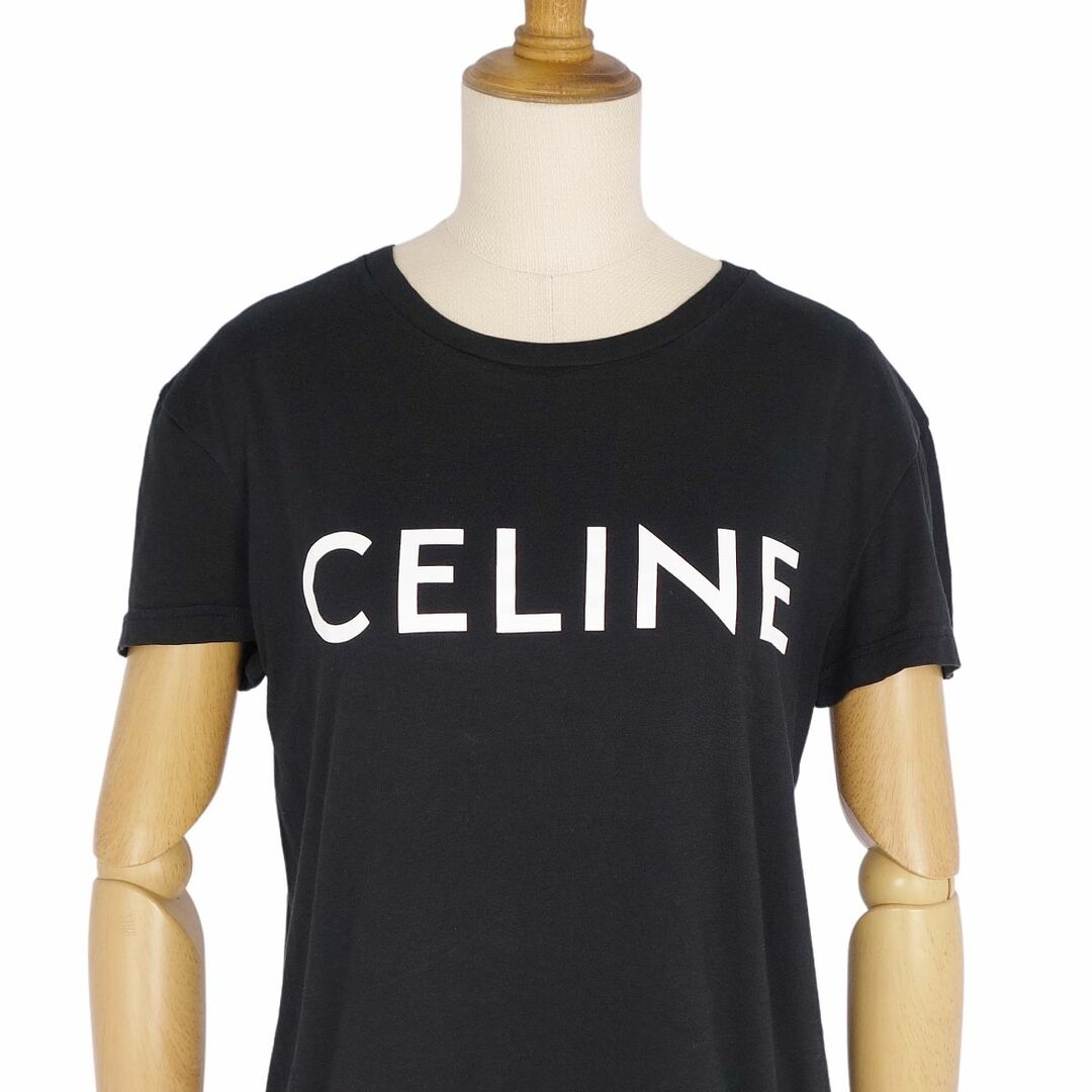 美品 セリーヌ CELINE Tシャツ カットソー 半袖 ショートスリーブ ロゴ柄 コットン トップス メンズ XS ホワイト