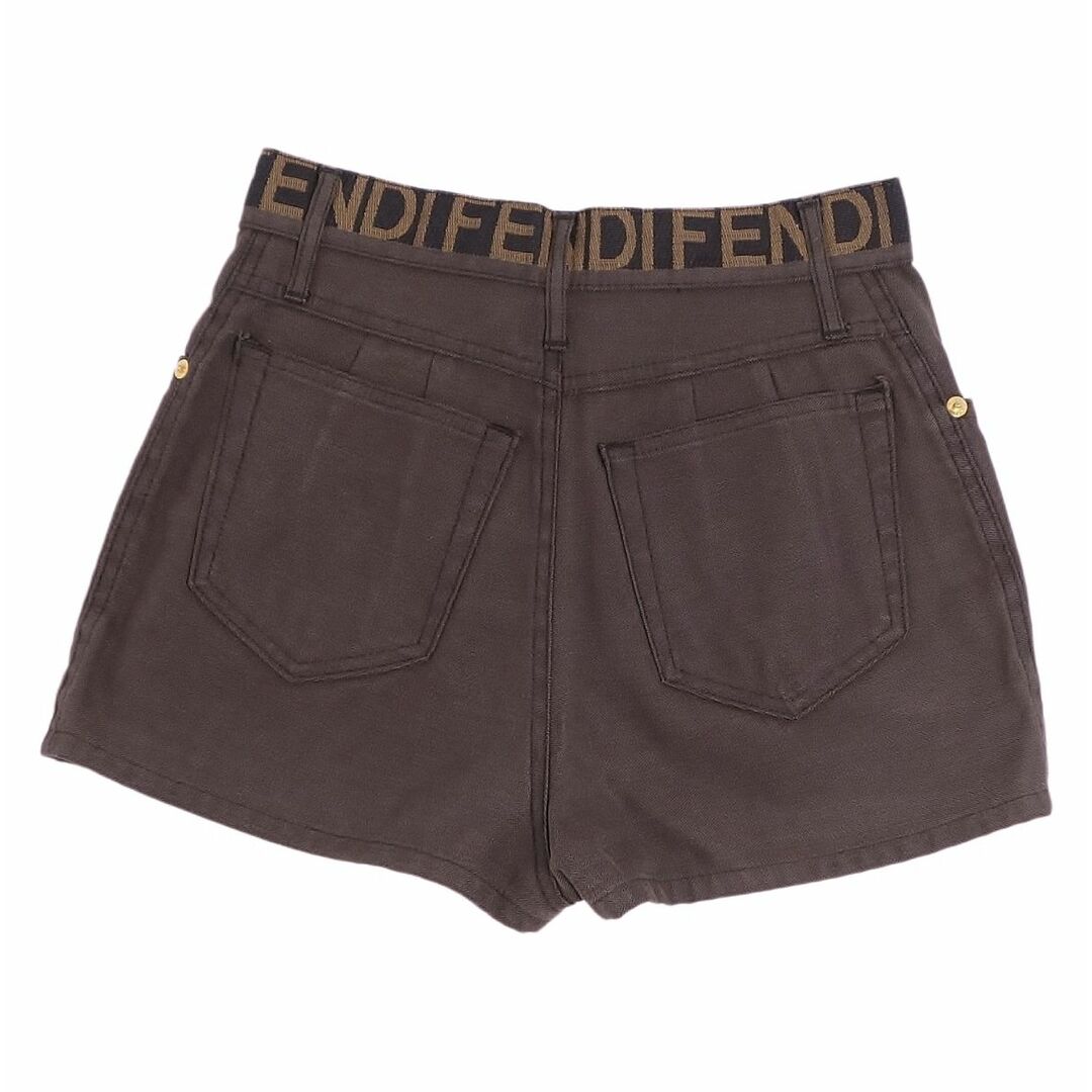 FENDI(フェンディ)の美品 Vintage フェンディ FENDI Jeans パンツ ショートパンツ ロゴ柄 ズッカ柄ボタン ボトムス レディース I42 D36(M~L相当) ブラウン レディースのパンツ(ショートパンツ)の商品写真