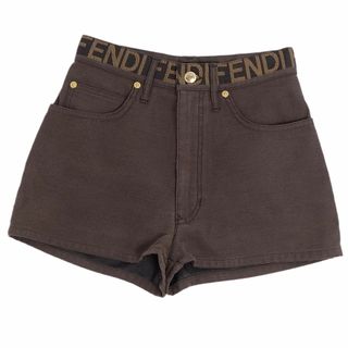 大人気】 フェンディ ズッカ ショートパンツ デニム 総柄 ロゴ ブラウン-