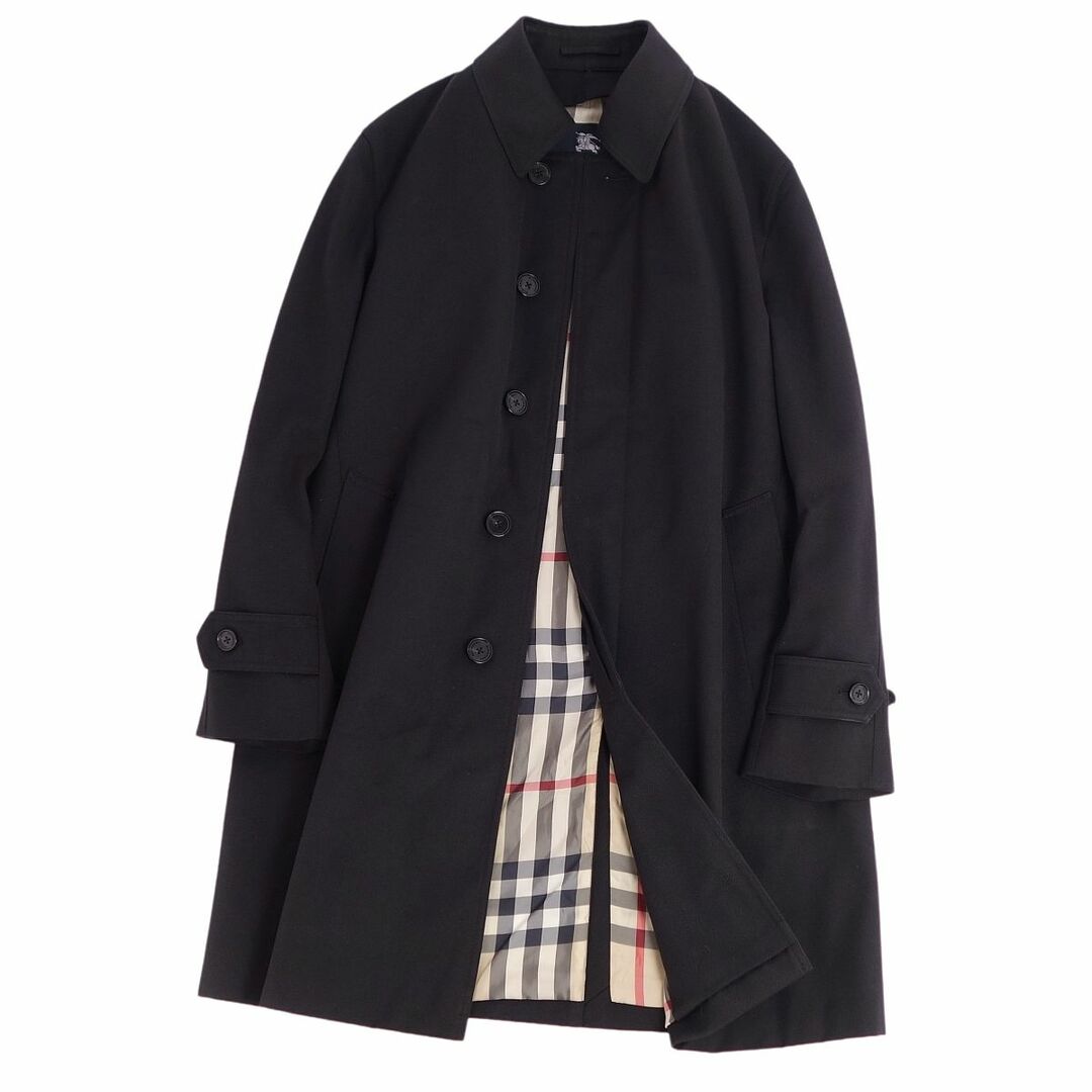 BURBERRY(バーバリー)の美品 バーバリー ロンドン BURBERRY LONDON コート ステンカラーコート バルマカーンコート 裏チェック アウター メンズ L ブラック メンズのジャケット/アウター(ステンカラーコート)の商品写真