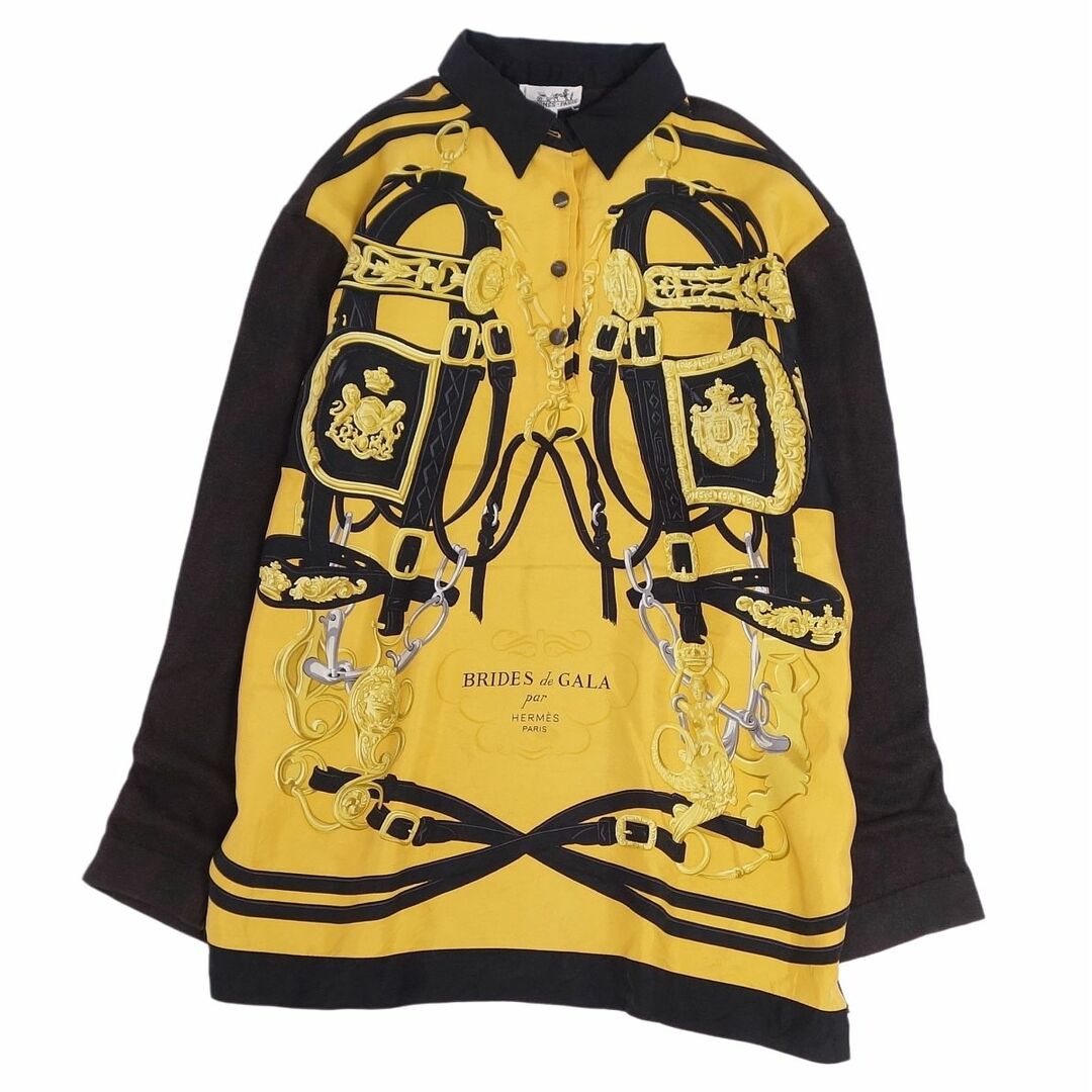 Vintage エルメス HERMES ニット シャツ ポロシャツ ロングスリーブ シルク切替 BRIDES de GALA トップス レディース L マルチカラー | フリマアプリ ラクマ