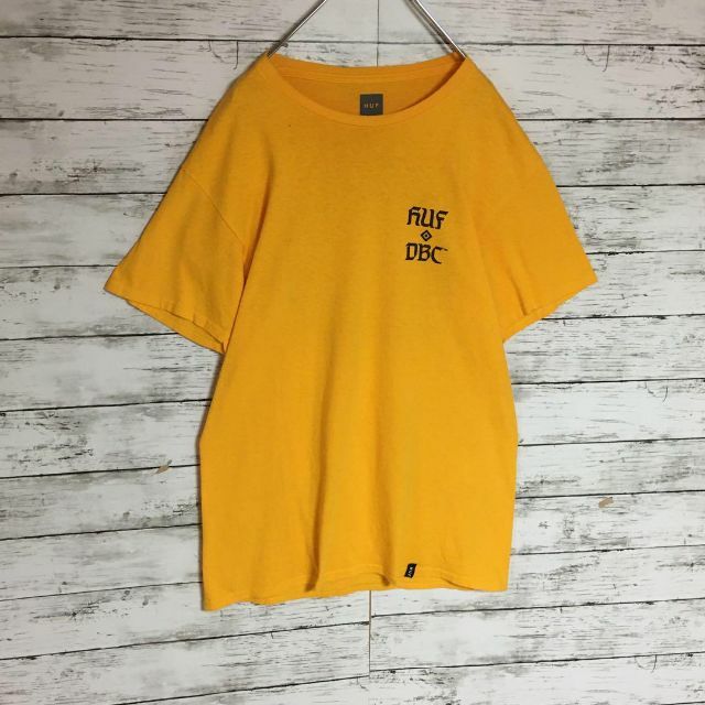 HUF(ハフ)の【人気デザイン】ハフ　半袖両面プリントTシャツ　人気サイズM黄色　H451 メンズのトップス(Tシャツ/カットソー(半袖/袖なし))の商品写真