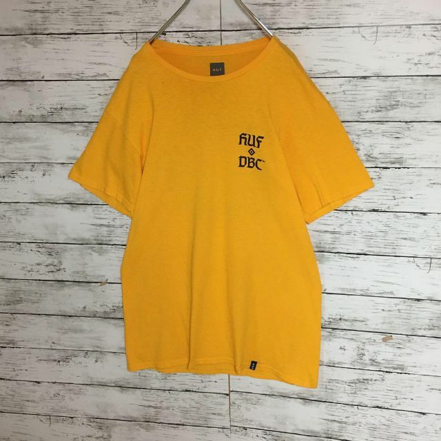 HUF(ハフ)の【人気デザイン】ハフ　半袖両面プリントTシャツ　人気サイズM黄色　H451 メンズのトップス(Tシャツ/カットソー(半袖/袖なし))の商品写真