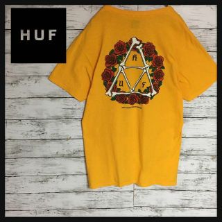 ハフ(HUF)の【人気デザイン】ハフ　半袖両面プリントTシャツ　人気サイズM黄色　H451(Tシャツ/カットソー(半袖/袖なし))