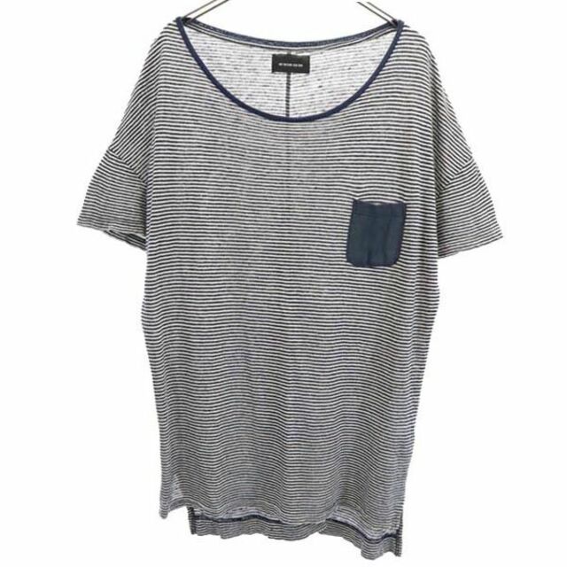 ダイエットブッチャースリムスキン 日本製 リネン100% ニット ボーダー柄 半袖 Tシャツ 紺×白 DIET BUTCHER SLIM SKIN メンズ 【中古】 【230606】 | フリマアプリ ラクマ