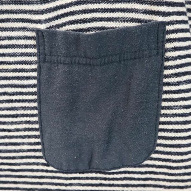 ダイエットブッチャースリムスキン 日本製 リネン100% ニット ボーダー柄 半袖 Tシャツ 紺×白 DIET BUTCHER SLIM SKIN メンズ 【中古】 【230606】