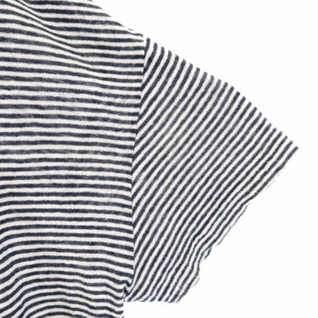 ダイエットブッチャースリムスキン 日本製 リネン100% ニット ボーダー柄 半袖 Tシャツ 紺×白 DIET BUTCHER SLIM SKIN メンズ 【中古】 【230606】
