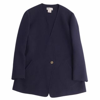 グッチ(Gucci)のVintage グッチ GUCCI ジャケット ノーカラージャケット シングルボタン 無地 ウール アウター レディース 44(L相当) ネイビー(その他)