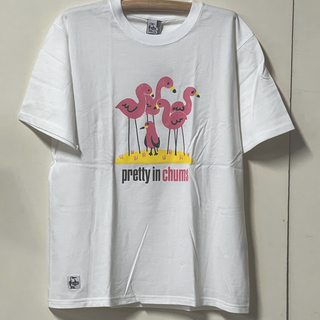 チャムス(CHUMS)の新品　SALE CHUMS  Flamingo Tシャツ white l(Tシャツ/カットソー(半袖/袖なし))