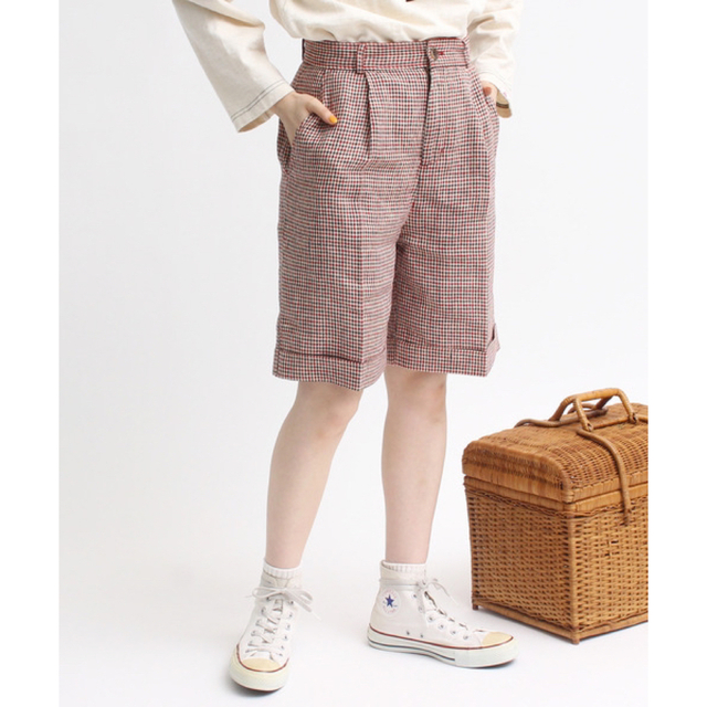 2021SS CHILD WOMAN リネン先染めチェック ショートパンツ | mdh.com.sa