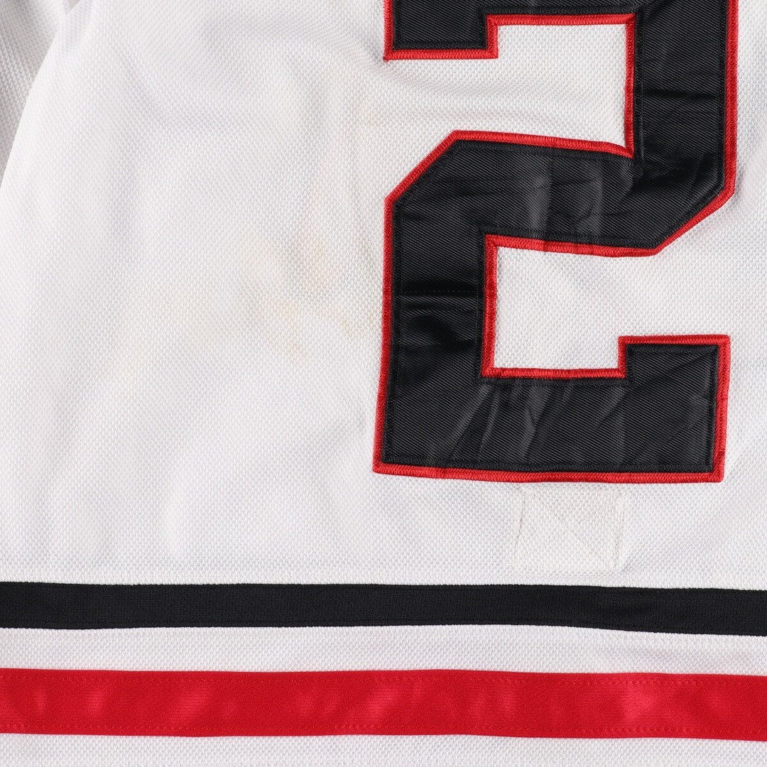 Reebok(リーボック)の古着 リーボック Reebok NHL CHICAGO BLACKHAWKS シカゴブラックホークス Vネック ゲームシャツ ホッケーシャツ カナダ製 メンズXL ヴィンテージ /eaa342058 メンズのトップス(Tシャツ/カットソー(半袖/袖なし))の商品写真