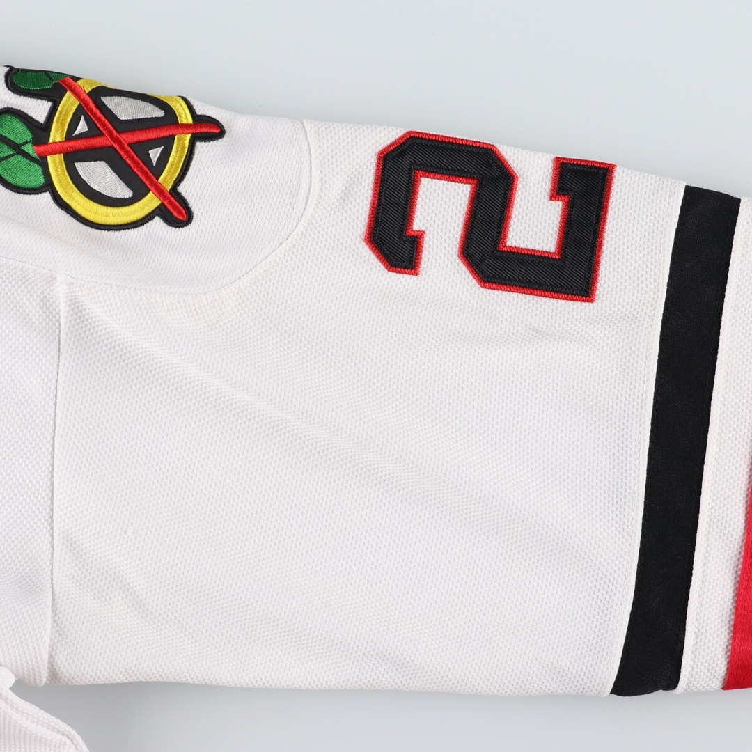 Reebok(リーボック)の古着 リーボック Reebok NHL CHICAGO BLACKHAWKS シカゴブラックホークス Vネック ゲームシャツ ホッケーシャツ カナダ製 メンズXL ヴィンテージ /eaa342058 メンズのトップス(Tシャツ/カットソー(半袖/袖なし))の商品写真