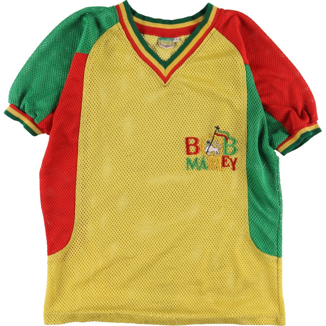 47cm裄丈ROOTS RASTA REGGAE BOB MARLEY ボブマーリー Vネック メッシュTシャツ ラップTシャツ ラップT メンズS /eaa341604