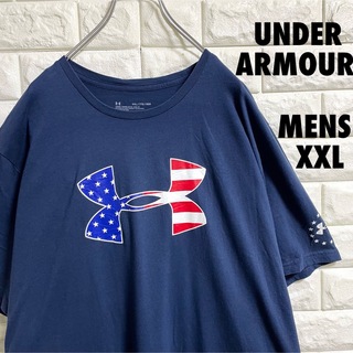 アンダーアーマー(UNDER ARMOUR)のアンダーアーマー　半袖Tシャツ　アメリカ国旗柄　デカロゴ　メンズXXLサイズ(Tシャツ/カットソー(半袖/袖なし))
