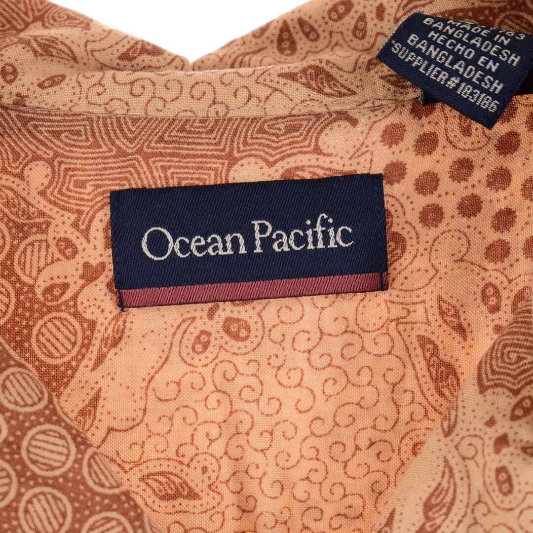 OCEAN PACIFIC(オーシャンパシフィック)の古着 オーシャンパシフィック Ocean pacific 総柄 オープンカラー レーヨン ハワイアンアロハシャツ メンズL /eaa341342 メンズのトップス(シャツ)の商品写真