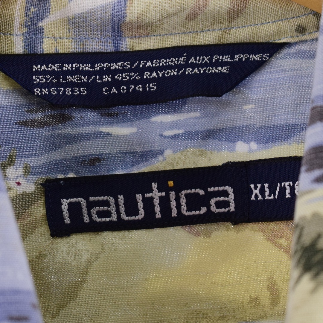 NAUTICA(ノーティカ)の古着 ノーティカ NAUTICA 総柄 ヤシの木柄 ハワイアンアロハシャツ メンズXXL /eaa341546 メンズのトップス(シャツ)の商品写真