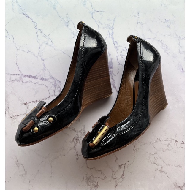 Chloe - クロエ ウェッジサンダル エナメル レザー ベルトの通販 by