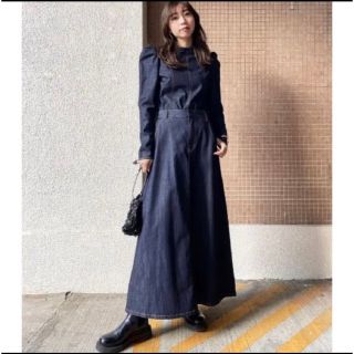 アメリヴィンテージ(Ameri VINTAGE)のAmeri POWER SHOULDER DENIM SET UP(ロングワンピース/マキシワンピース)