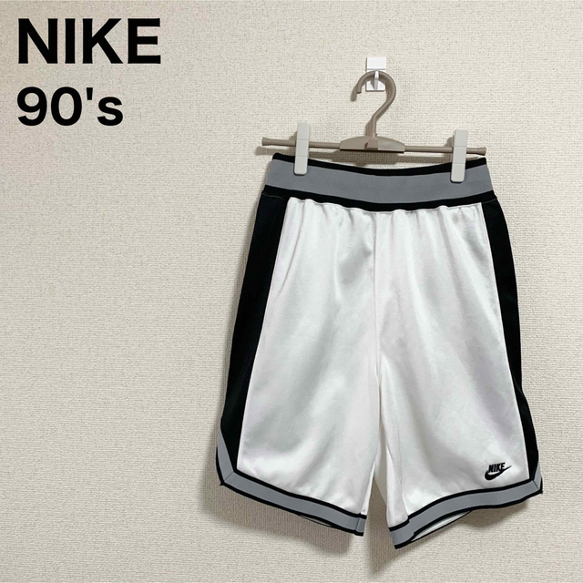 90s NIKE 白タグ ハーフパンツ メンズM 白 黒 バスケパンツ 日本製
