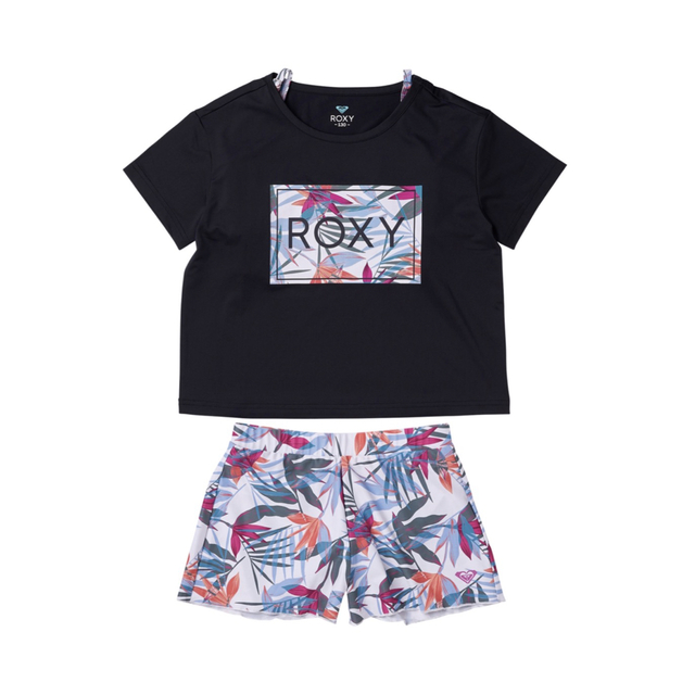 Roxy(ロキシー)のroxy 水着　キッズ　黒　ラッシュガード　3点セット 130 キッズ/ベビー/マタニティのキッズ服女の子用(90cm~)(水着)の商品写真