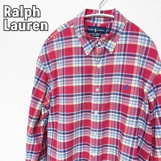 ラルフローレン(Ralph Lauren)のRALPH LAURENボダンダウン　チェックシャツ 長袖 刺繍 XLサイズ(シャツ)
