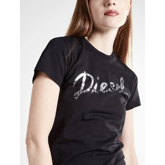 DIESEL ディーゼル Tシャツ トップス パフスリーブ 綿100％ 黒 S